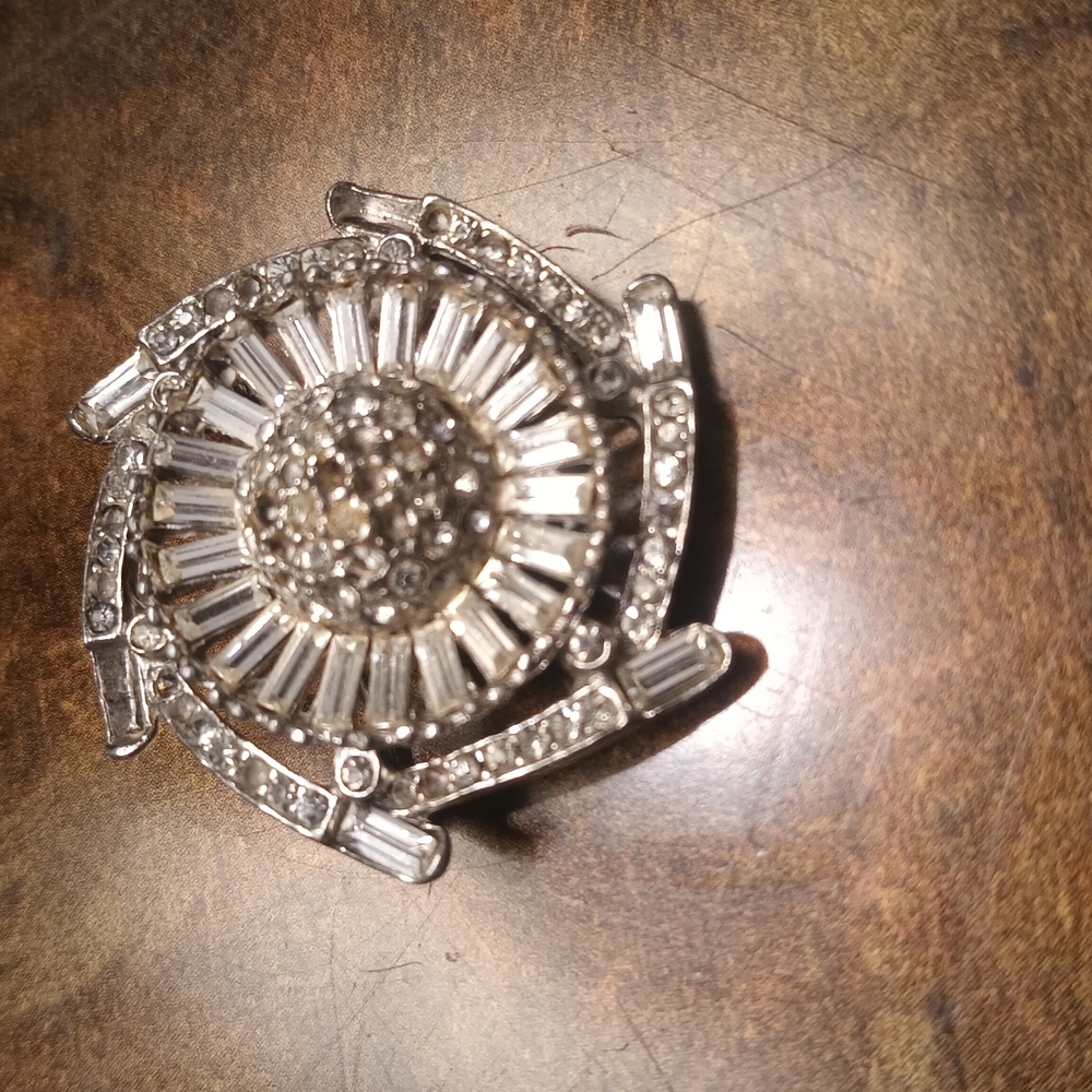 Elegant Silver Crystal Brooch